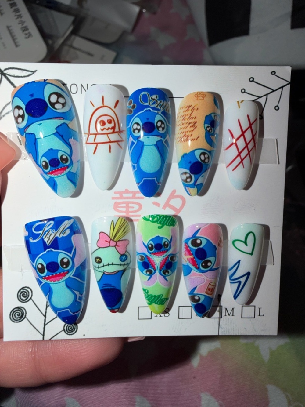 Stitch Cartoon Character Press-On Nail Set